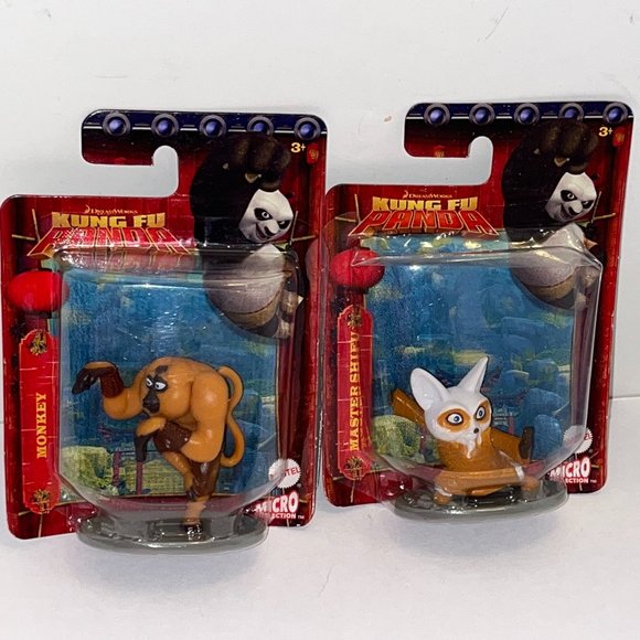 Fun Collection 2 Mattel Dreamworks 2021 Kung Fu Panda PVC Figures Shifu & Monkey - Picture 1 of 2